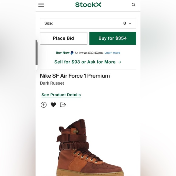 Nike Air Force 1 Premium Dark Russet size 8 🖤